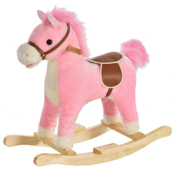 Hobbeldier - Hobbelpaard - Paarden - Speelgoed voor 36-72 maanden - 65L x 32,5W x 61H cm - Roze