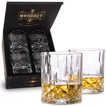 Whisiskey Klassieke Whiskey Glazen - 4 Tumbler Glazen - 310 ml Glas - Whiskey glazen set - Waterglazen - Drinkglazen