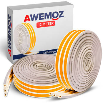 AWEMOZ Tochtband 12 Meter Lang - Tochtstrips voor Deuren - Zelfklevend - Tochtstopper - Tochtrol – Tochtstrip