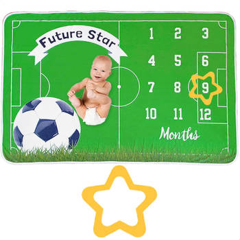 AWEMOZ Mijlpaaldeken Voetbal - Baby Deken - Milestone Baby Kleed - Kraamcadeau Jongen/Meisje - Babyshower - Kraampakket