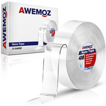 AWEMOZ Nano Tape - Klussen - 4 Meter - Dubbelzijdig Plakband Extra Sterk - Transparante Dubbelzijdige Tape - Waterdicht