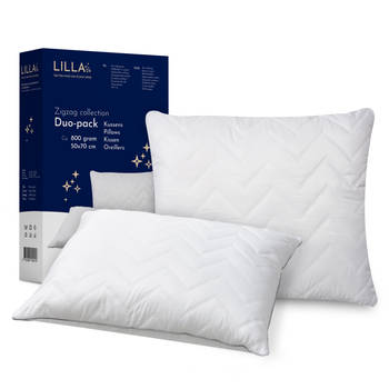 LILLA24 zigzag hoofdkussens slaapkamer set 2 stuks - Gewatteerd slaapkussen - 30 dagen proefslapen - Medium stevigheid