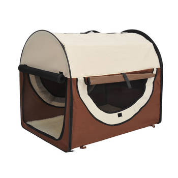 Honden Draagtas - Reisbench - Reismand Hond - Dieren Transport Box - Opvouwbaar - Maat XXL - 97x71x76 cm - Koffie Creme