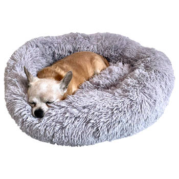 Zenzee - Hondenmand - Hondenkussen - Donut - Heerlijk zacht - Wasbaar - 60 cm - Licht Grijs