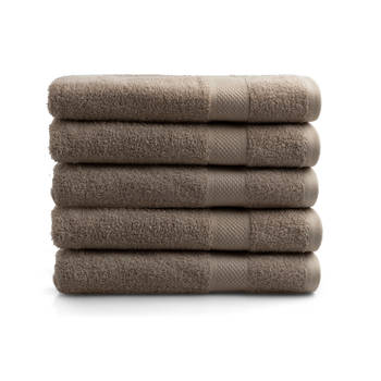 Blokker Casa Juliano Handdoeken set - Badlaken - 5 delig - 5x 70x140 - 100% katoen - Taupe nougat aanbieding