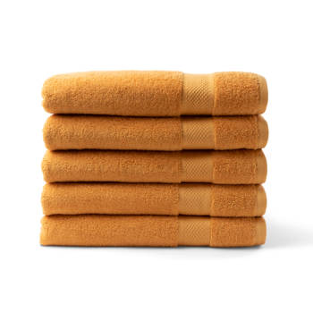 Blokker Casa Juliano Handdoeken set - Badlaken - 5 delig - 5x 70x140 - 100% katoen - Oker geel aanbieding