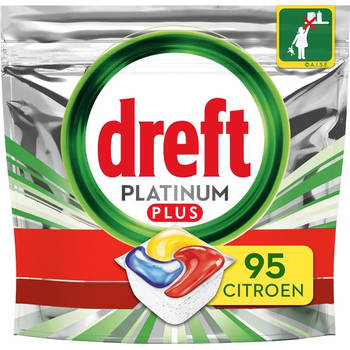 Dreft Platinum Plus All In One Lemon - 95 stuks - Voordeelverpakking - Vaatwastabletten