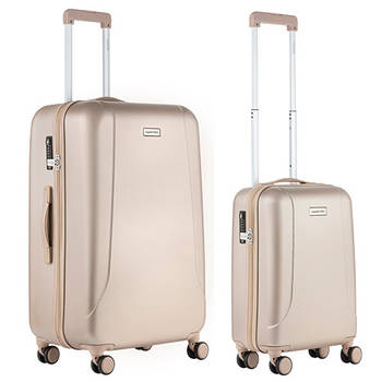 CarryOn Skyhopper Kofferset – TSA Handbagage + Reiskoffer 78cm – Dubbele wielen - Champagne