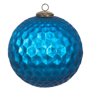 Clayre & Eef Kerstbal XL Ø 25 cm Blauw Glas Kerstdecoratie Blauw Kerstdecoratie