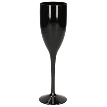 Onbreekbaar champagne/prosecco flute glas zwart kunststof 15 cl/150 ml - Champagneglazen