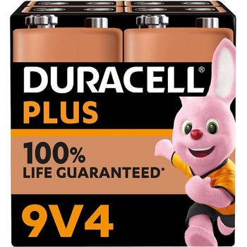Duracell Plus 100% 9v 4 PAck