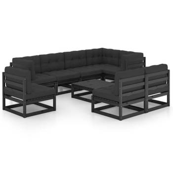 vidaXL 9-delige Loungeset met kussens massief grenenhout