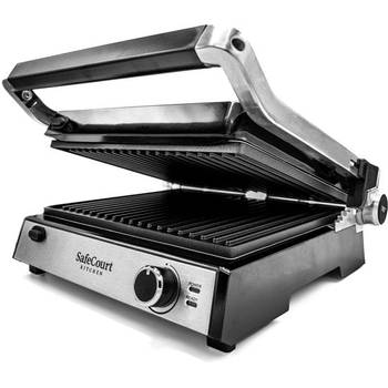 Safecourt Kitchen Tosti apparaat - Grill apparaat - Uitneembare platen ContactGrill - 3-in-1 -180 °C grill