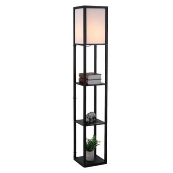 Vloerlamp - Staande lamp - Stalamp - Modern - Met opbergruimte - 26L x 26B x 160H cm - Zwart