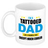 Tattooed dad mok / beker wit 300 ml - Cadeau mokken - Papa/ Vaderdag - feest mokken