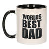 Worlds best dad mok / beker zwart wit 300 ml - Cadeau mokken - Papa/ Vaderdag - feest mokken