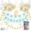 Fissaly® Verjaardag Slinger Blauw & Goud met Papieren Confetti Ballonnen – Decoratie – Happy Birthday - Letterslinger