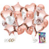 Fissaly® 40 Stuks Rose Goud Helium Ballonnen met Lint – Verjaardag Feest Decoratie – Papieren Confetti – Roze Gold Latex