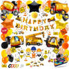 Fissaly® 106 Stuks Bouw Verjaardag Thema Decoratie Set – Kinderfeest & Themafeest – Feestje Happy Birthday Jongen