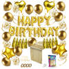 Fissaly® 45 Stuks Gouden Verjaardag Decoratie Versiering met Ballonnen – Happy Birthday Party Goud – Feest - Helium