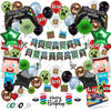Fissaly® 81 Stuks Pixel Video Game Verjaardag Versiering – Thema Decoratie – Ballonnen, Slingers & Accessoires
