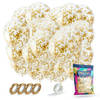 Fissaly® 40 Stuks Luxe Gouden Papieren Confetti Helium Ballonnen met Lint – Decoratie - Feest Versiering - Latex
