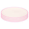 4x stuks onbreekbare kunststof/melamine roze ontbijt bordjes 23 cm voor outdoor/camping - Campingborden