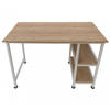 Bureau computer tafel - met opbergplanken - wit metaal bruin hout - 110 cm breed