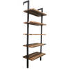 Wandrek ladder boekenkast Stoer - industrieel metaal hout - 184 cm hoog - zwart