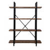 Wandkast Stoer - metaal hout industrieel design open boekenkast 140 cm hoog zwart