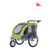 Hondenfietskar - Fietskar -Hondenaanhanger - Buggyfunctie -Geveerd en geremd - Groen/Grijs - 130 x 90 x 110