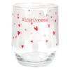 Clayre & Eef Waterglas 300 ml Glas Rond Harten A lovely drink Drinkbeker Transparant Drinkbeker