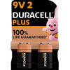 Duracell Plus Alkaline 100% 9V 2 pack (6LR61)