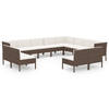 vidaXL 12-delige Loungeset met kussens poly rattan bruin