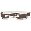 vidaXL 14-delige Loungeset met kussens poly rattan bruin