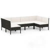 vidaXL 6-delige Loungeset met kussens poly rattan zwart