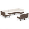 vidaXL 9-delige Loungeset met kussens poly rattan bruin