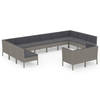 vidaXL 12-delige Loungeset met kussens poly rattan grijs