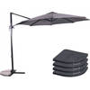 Zweefparasol Libra Grijs Ø300 cm - inclusief 4 parasoltegels