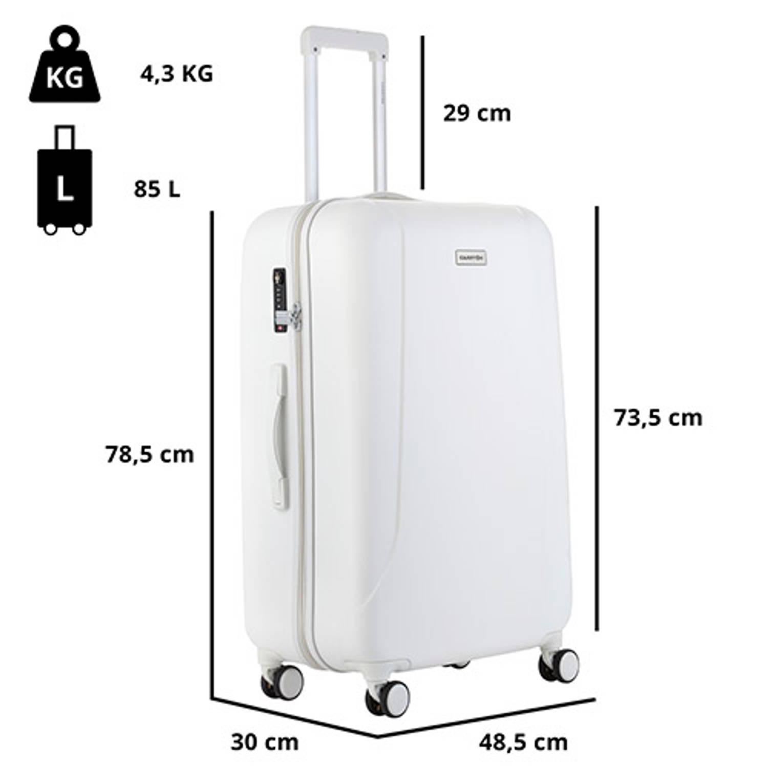 per ongeluk Bermad Beyond CarryOn Skyhopper Kofferset – TSA Handbagage + Reiskoffer 78cm – Dubbele  wielen - Wit | Blokker