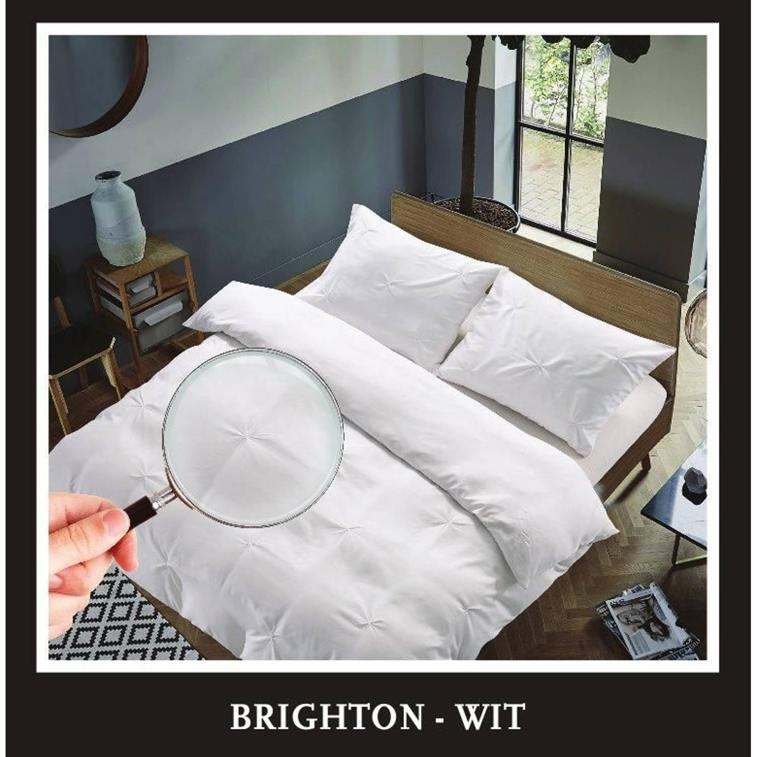 Hotel Home Collection - Dekbedovertrek - Brighton - 140x200/220 +1*60x70 cm - Wit