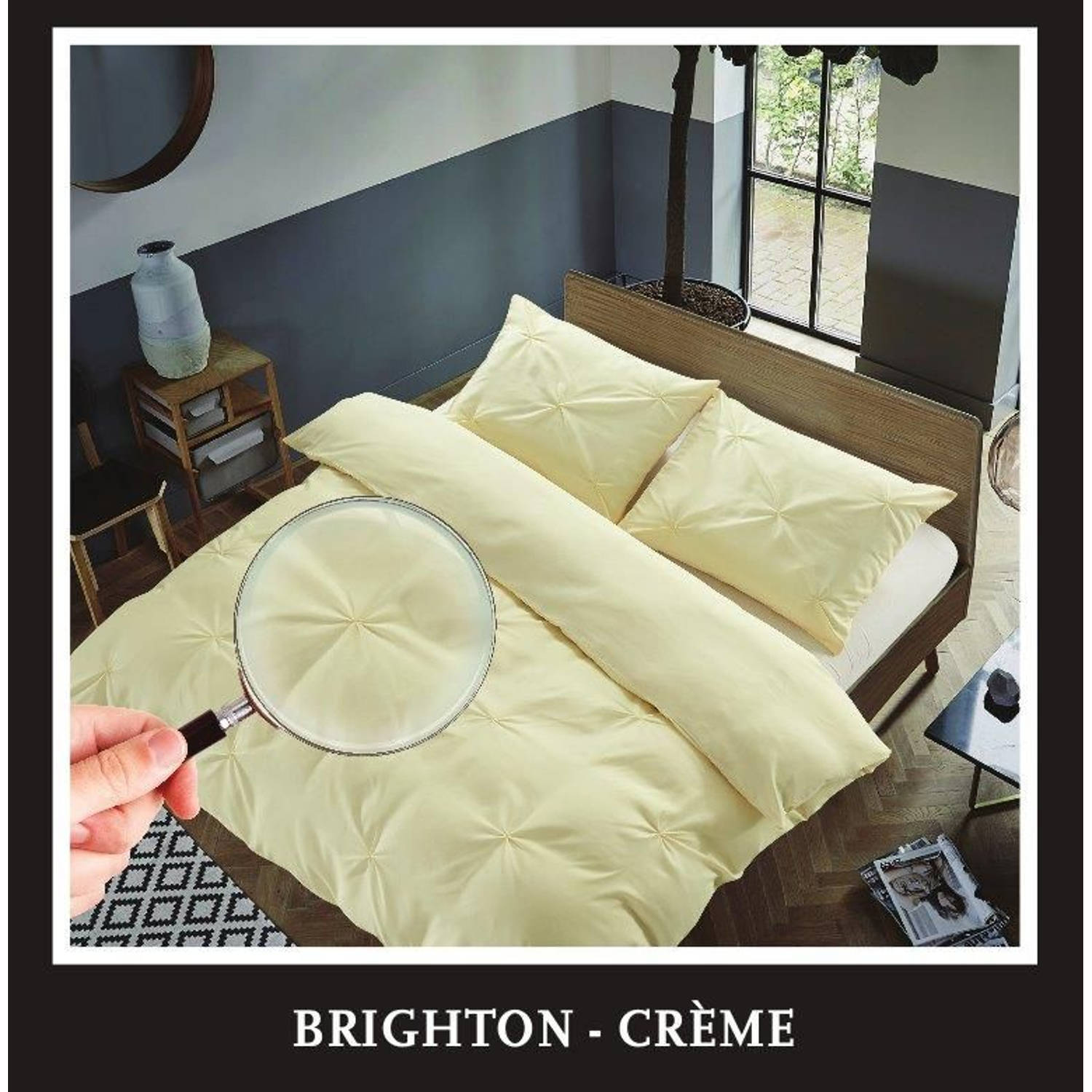 Hotel Home Collection - Dekbedovertrek - Brighton - 140x200/220 +1*60x70 cm - Creme