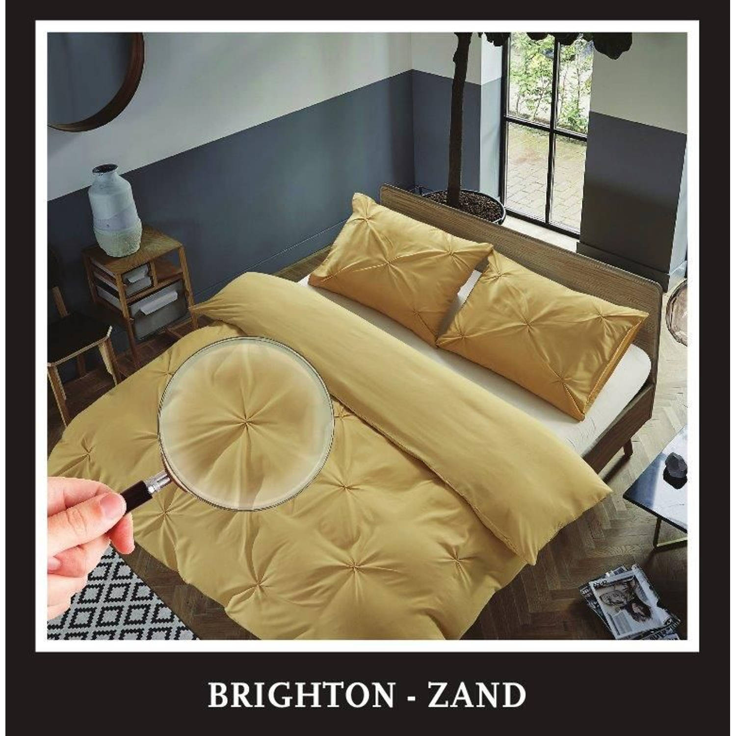 Hotel Home Collection - Dekbedovertrek - Brighton - 200x200/220 +2*60x70 cm - Zand