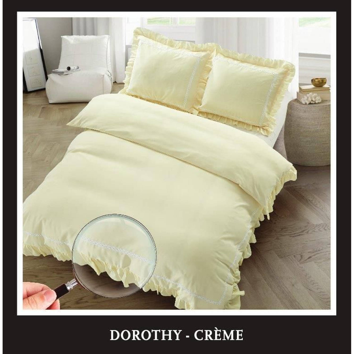 Hotel Home Collection - Dekbedovertrek - Dorothy - 240x200/220 +2*60x70 cm - Creme