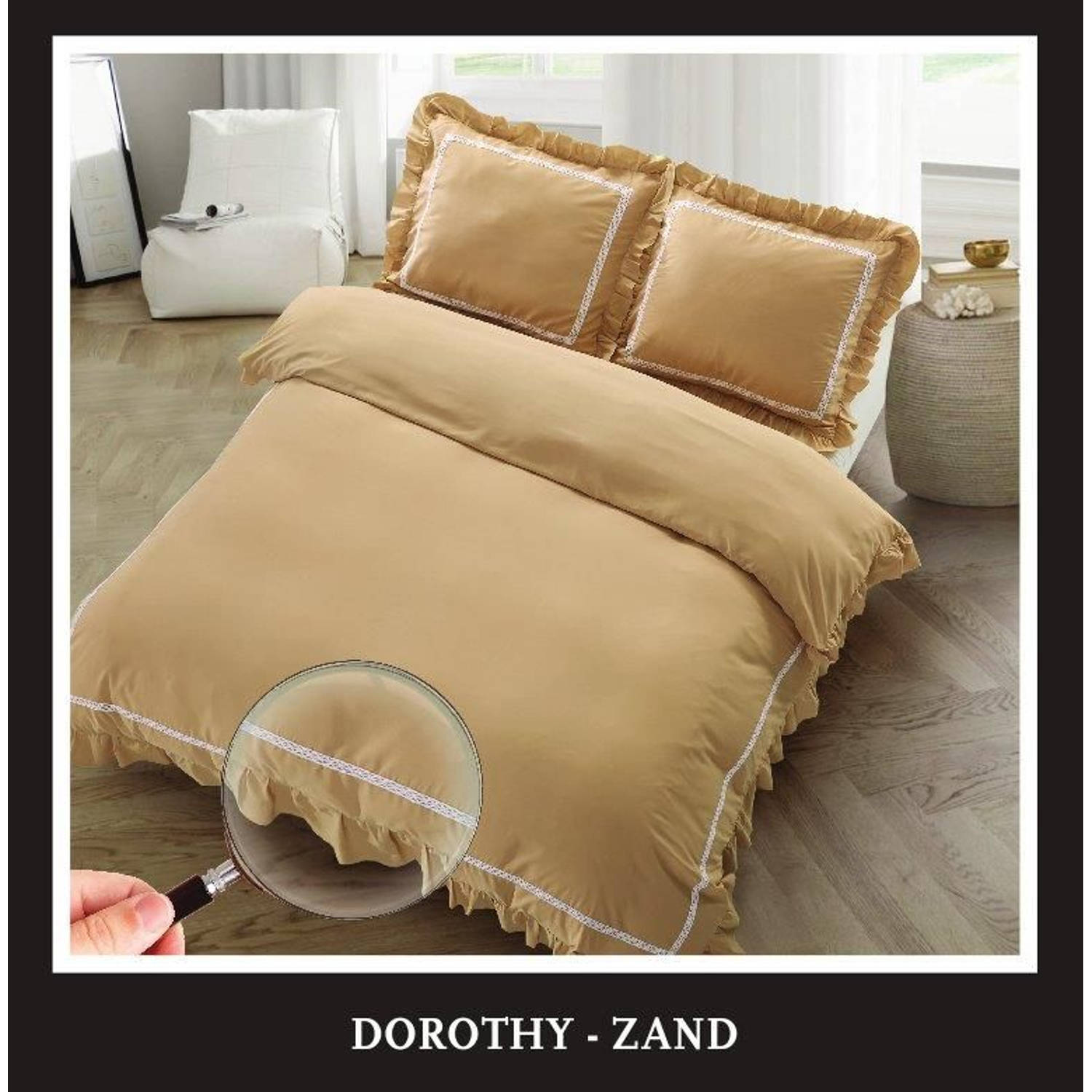 Hotel Home Collection - Dekbedovertrek - Dorothy - 140x200/220 +1*60x70 cm - Zand