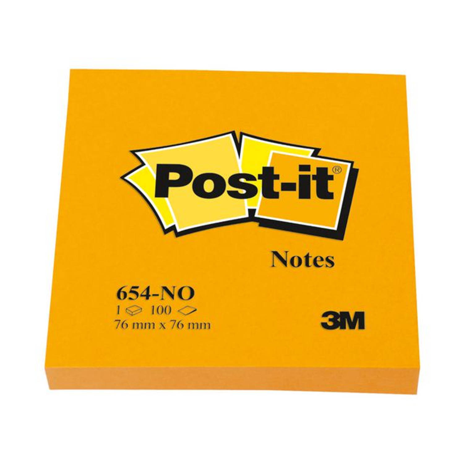 Notitieblok Post-It 76x76mm neon or/pk 6