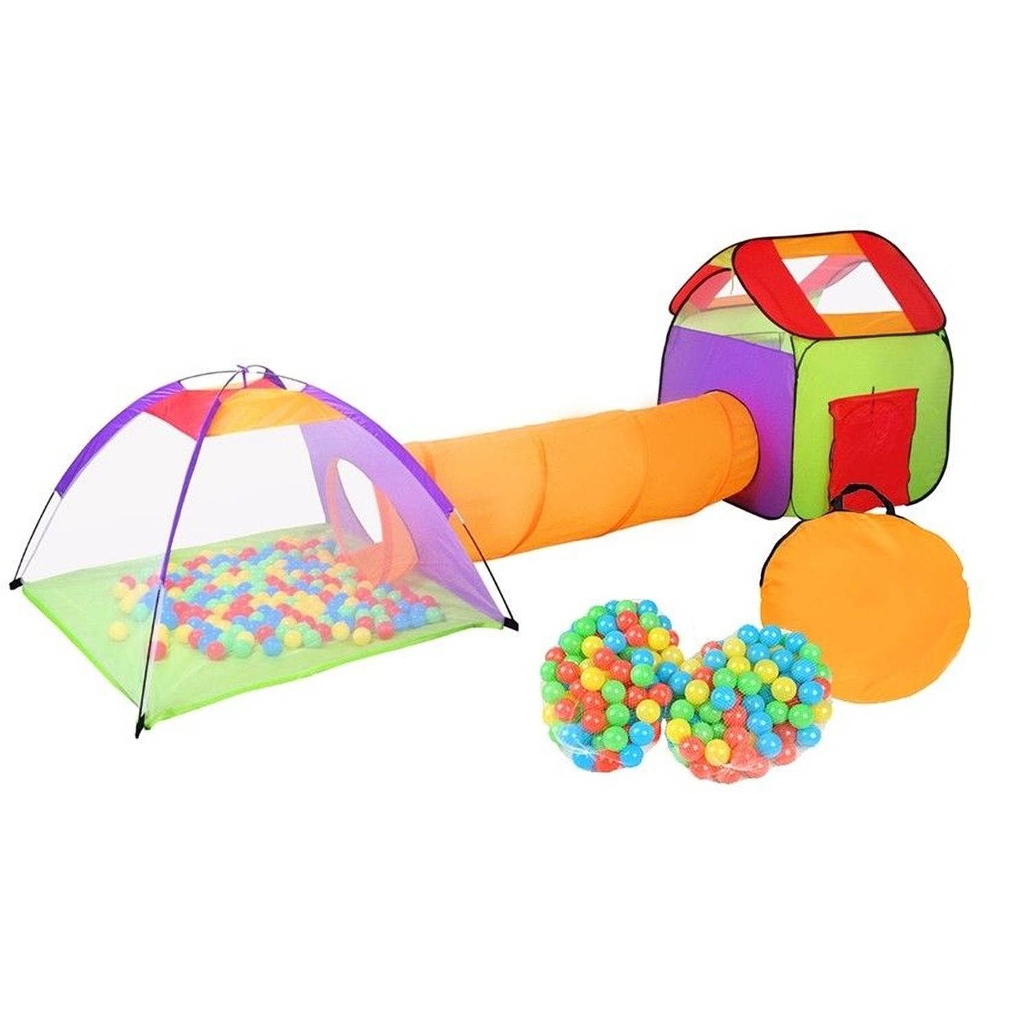 PlayGoodz Kinder Speeltent - Kindertent Speelhuis Ballenbak Met Tunnel En Ballen peeltentje Kinderen - Inclusief 200 Ballen