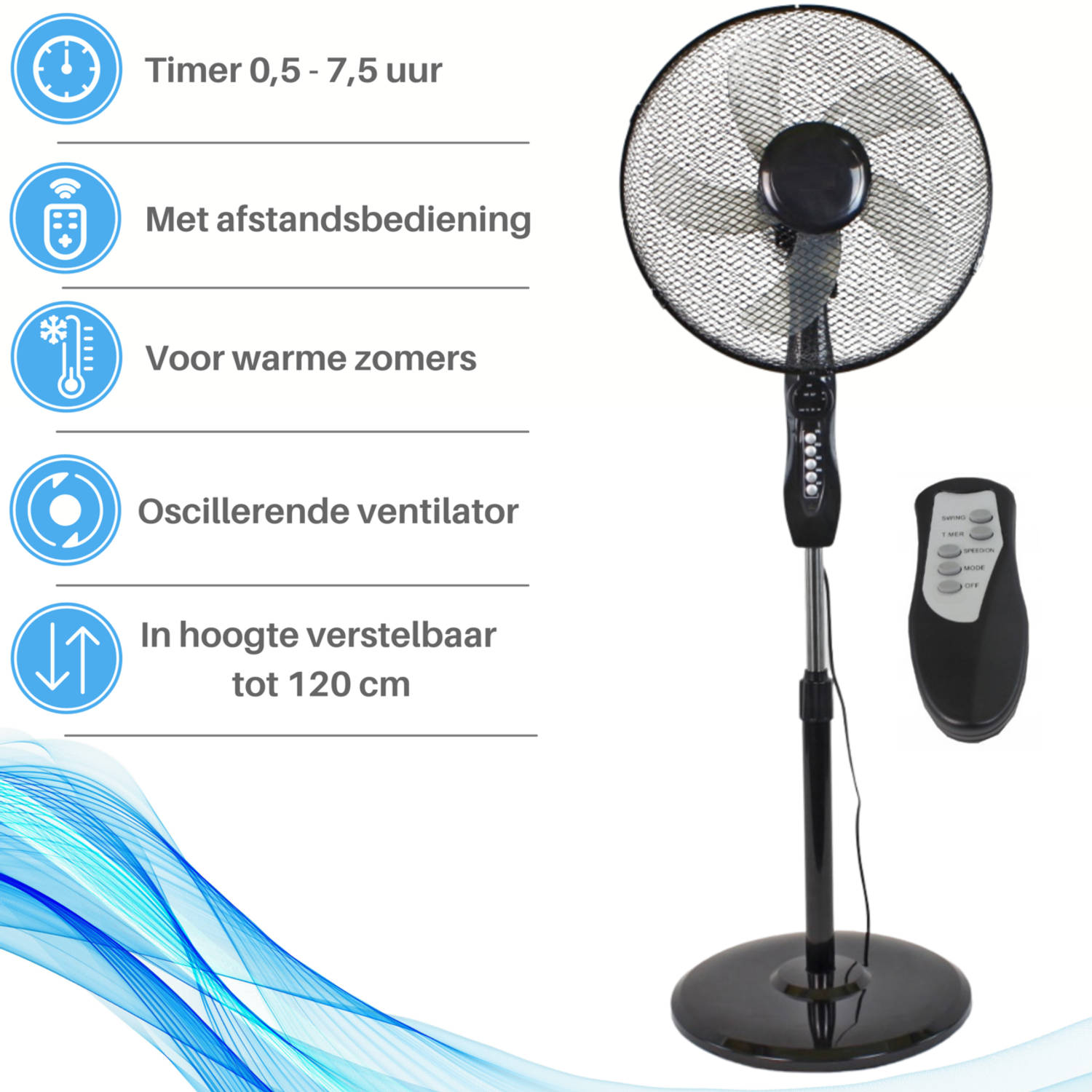 Ventilator staand - ventilator met afstandsbediening - Ventilator