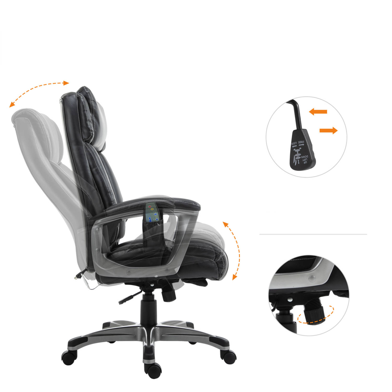 Kalksteen geest Wierook Bureaustoel - Bureaustoel ergonomisch - Directiestoel - Massage stoel -  Bureaustoelen voor volwassenen - Zwart | Blokker