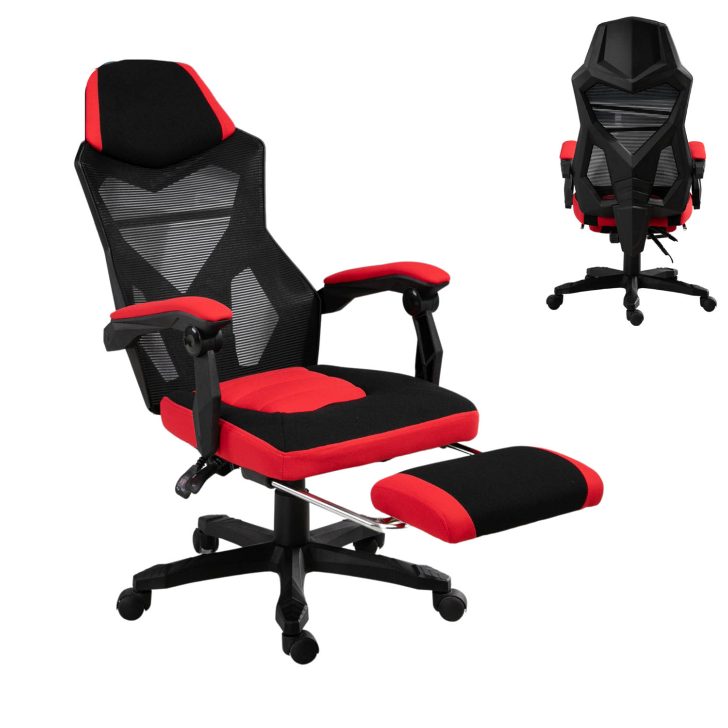 NiceGoodz Game Stoel - Gaming Stoel - Gaming Chair et Voetensteun - Racing Style - Zwart/rood